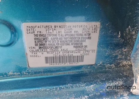 2015 Nissan Versa Note S z USA, uszkodzony, nr VIN 3N1CE2CP3FL385717